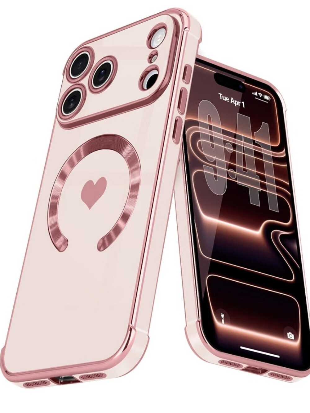 "Born to Love" Magnetic Plating Case for iPhone 17 Pro – Pink NIB